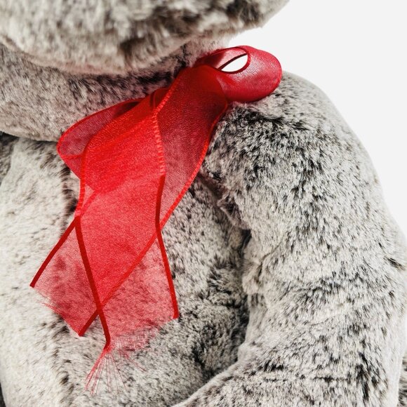 2017 Aurora World Red Ribbon Frosted Teddy Bear Plush Red Heart Love Valentine - Picture 11 of 16